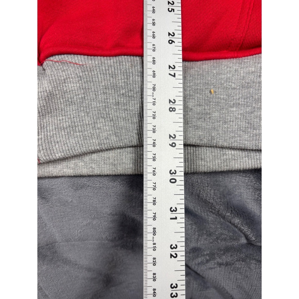 Avirex Mens Red Full Zip Hoodie Embroidered Logo Grey Trim Waffle Hood Lining - Picture 7 of 9